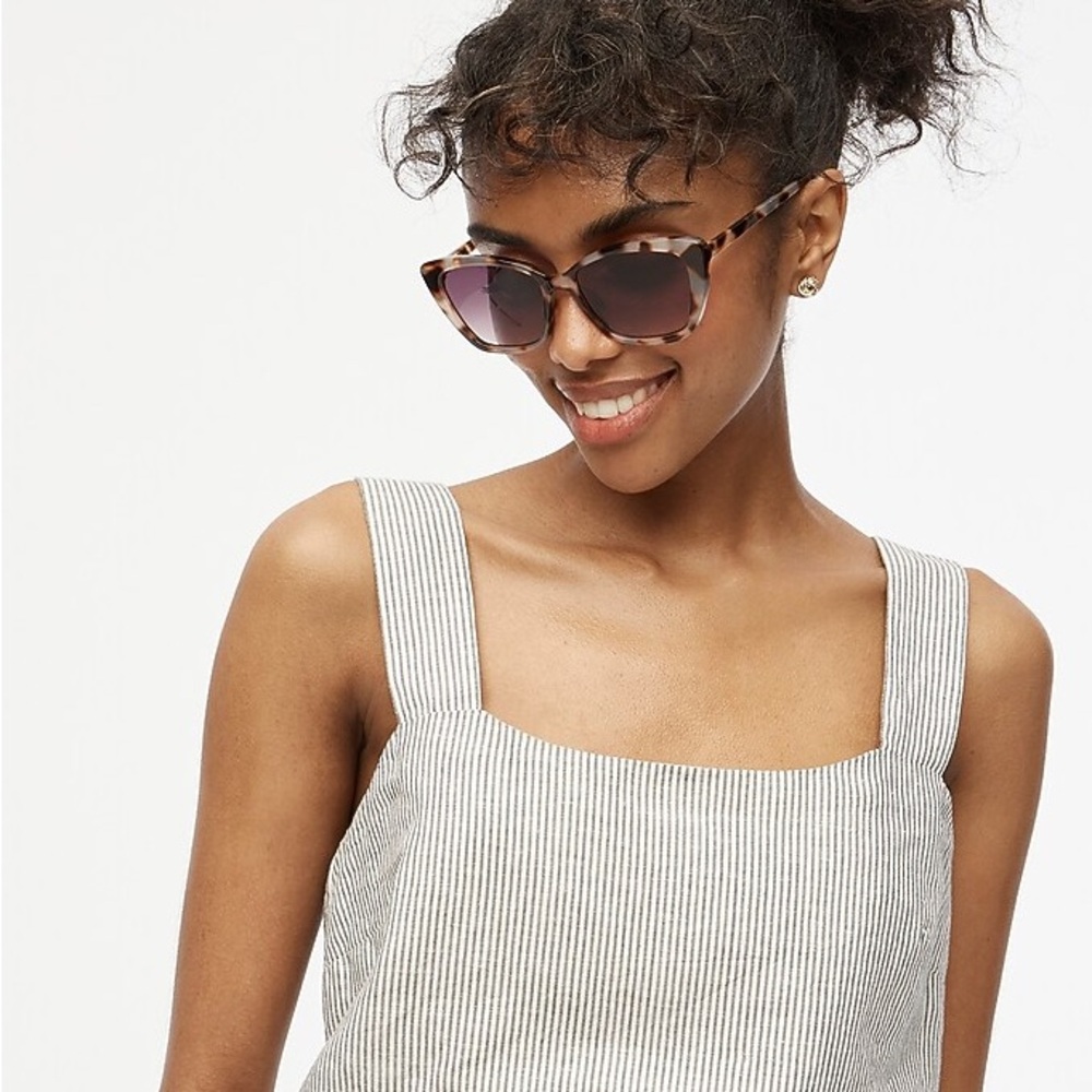 J. Crew Factory Striped linen-blend square-neck tank‎ top Size 3x